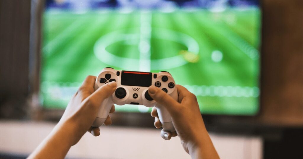 ゲームの画面とコントローラー